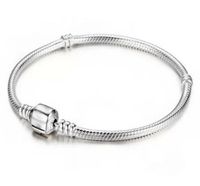 Wholesale Sterling Silver bracelet mm Snake Chain Fit Pandora Charm Bead Bangle luxury designer jewelry women bracelets Gift