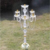 Wholesale Latest Crystal Wedding Centerpiece Acrylic Gold sliver Candelabra Clear Candle Holder Event Party Table Decoration decor00011
