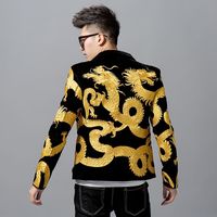Wholesale Heavy Imperial Embroidery Men Suit Blazer Masculino Night Mens Slim Fit Blazer Jacket Chinese Style Dragon Embroidery Men