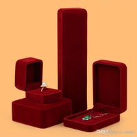 Wholesale Quality Wine Red Jewelry Box For Gift Pendant Bracelet Necklace Upper end Velvet Case For Girls Female El anillo de Collae de Free Ship