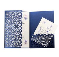 Wholesale Luxury Flora Wedding Invitations Card Elegant Hollow out Wedding Party Decoration Business invitations with Envelopes White Pink Blue DHL