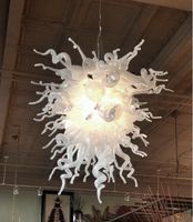 Wholesale Romantic Style White Square Pendant Lamps European Designed LED Light Source Hand Blown Glass Contemporary Chandelier