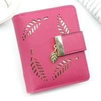 Wholesale New Short Wallet Classic Fashion Hasp One Fold Wallet Hollow out Solid Color Red Pink Blue Black Female Coin Purse