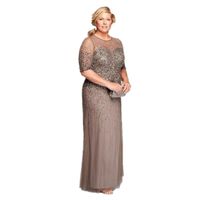 Wholesale Modern Plus Size Custom Made Mother Of The Bride Dresses Tulle Chiffon Beads Sequins Half Sleeve Party Mother Of The Groom Dresses