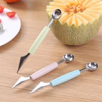 Wholesale 2in1 Dual head Fruit Ball Carving Knife Stainless Steel Watermelon Scoop Digger Melon Scoop Baller Ice Cream Spoon Kitchen Tool VT0451