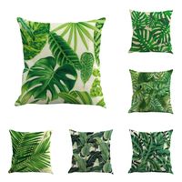 Wholesale Tropical Leaves Decorations Set of Soft Velvet Decorative Pillow Covers x with Tropical Palm Monstera Leaves Print for Summer Green