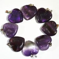 Wholesale 2019 Hot Selling Good Quality Fashion Natural Amethysts Purple Crystal Quartz Stone Heart Pendants no chain