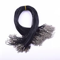 Wholesale 60Pcs Real Handmade Leather Adjustable Braided Rope Necklaces Pendant Charms Findings Lobster Clasp String Cord Chain mm