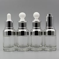 Wholesale Round Cosmetic Container ml Clear Glass Essential Oil Skin Care Bottle with Dropper