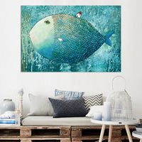 Wholesale Canvas Painting Wall Posters and Prints Cartoon Big Fish Wall Art Pictures For Children Living Room Decoration Dining Hotel Home Decor