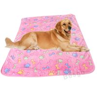 Wholesale Paw Print Pet Blanket kennels pens Puppy Dogs Sleep Pad Mat Winter Warm Soft Coral Fleece Dog Cat Throw Blankets Pets Supplies BH2860 DBC