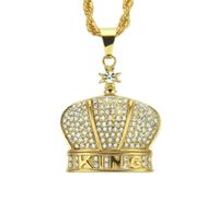 Wholesale Fashion Pendant Necklaces KING Crown Men s and Women s Pendant Necklace Diamond Gold Silver Honourable Pendant Necklaces