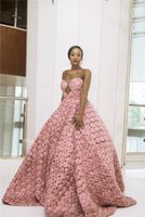 Wholesale Luxury Dusty Pink D Rose Flowers A line Prom DresseEleagnt African Plus Szie Evening Gown Long Formal Party Pageant Dresses