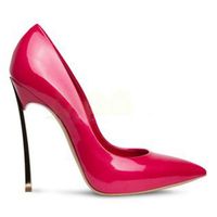 Wholesale 2019 patent leather pointed stilettos bride shoes metal blade heel women high heels T show dress shoes youg ladies pumps large us size