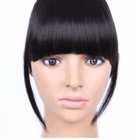 Wholesale 2019 Fake Short Front Neat Bangs Clip In Hairpiece Fringe Hair Extensions For Women Straight Synthetic Pure Color