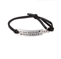 Wholesale GX081 Personalized Design Letters of I Love You To The Moon And Back Charm Leather Bracelet Inspirational Jewelry Gift