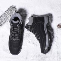 Wholesale warm mens boots winter large mens snow boots velvet padded hightop cotton shoes waterproof nonslip short classic