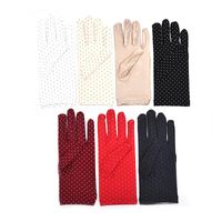 Wholesale 1Pair Fashion Dot Pattern Sun Protection Wrist Gloves Elastic Vintage Mittens Lady Gloves Fabric Mittens For Drive Shopping
