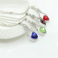 Wholesale New Austrian Crystal Heart Pendant Necklaces Ladies Drifting Wishing Glass bottle Necklace For women Fashion Jewelry in Bulk