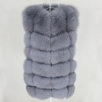 Wholesale OFTBUY Women Natural Real Big Fluffy Fox Fur Vest Jacket Waistcoat Short Sleeveless Winter Thick Warm Coat Outerwear Black