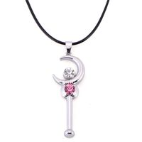 Wholesale Fashion Cartoon Silver Necklace Sailor Moon Stick With Crystal Pendant Necklace Cosplay Christmas Girl Nice Gift New