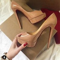 Wholesale luxury designer High Heels women shoes red bottom high heels cm Nude black red Leather Sexy Super High Heels prom shoes Dress shoes