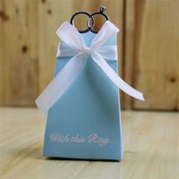Wholesale 100pcs White Pink Blue Diamond Ring Wedding Favor Boxes Candy Box Birthday Baby Showe Wedding Favors Gifts Event Party Supplies