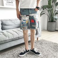 Wholesale Jean Shorts Men Denim Pants Summer Knee Length Medium Zipper Fly Midweight Jeans Hot Sale Denim Shorts