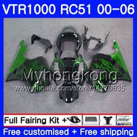 Wholesale Kit For HONDA VTR Green flames RC51 HM RTV1000 SP1 SP2 VTR1000 Fairing