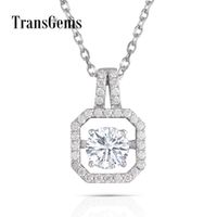 Wholesale Transgems Solid k White Gold Pendant Necklace Moissanite Center ct mm F Color Floating Pendant For Women Jewelry Gift Y19032201