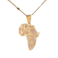 Wholesale Stainless Steel Africa Map Pendant Necklaces Trendy Jewelry Map of African Elephants Lions Giraffes for Women