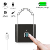 Wholesale Smart Fingerprint Lock Keyless USB Rechargeable Door Luggage Case Bag Lock Anti Theft Security Fingerprint Padlock