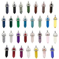 Wholesale Natural Stone Bullet Pendants Hexagonal Prism Turquoise Agate Crystal Quartz Point Healing Chakra Charm Pendant for DIY Jewelry Making