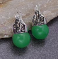 Wholesale Elegant tibet silver round bead cluster turquoise coral jade dangle earrings