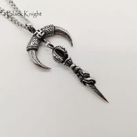 Wholesale Black Knight Vintage silver color Stainless steel Beat teeth dagger pendant necklace Beat weapon necklace cool men BLKN0762