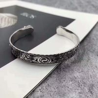 Wholesale S925 sterling silver retro pattern double tiger head open bracelet punk style fashion men and women couples jewelry gifts