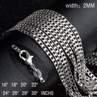 Wholesale 2mm Flat Oblate Snake Chain Sterling Silver Plated Fashion Men Jewelry Necklace for Women Ladies Girl Choker Collar Inches