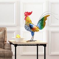 Metal Figurine Iron Rooster Home Decor Articles Vivid Colorful Figurine Craft Gift For Home Decoration Accessories