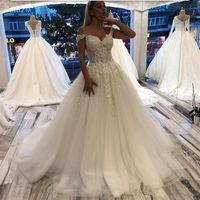 Wholesale Off the Shoulder Ball Gown Wedding Dresses Dubai Arabic Turkey Lebanon Appliqued Gorgeous Bride Wedding Gowns Plus Size Customized