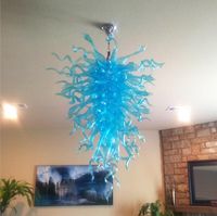 Wholesale 2019 New Arrival Mouth Blown Glass Chandelier Lighting Energy Saving Turquoise Chandelier Glass Art Pendant Lamp Designs for Home Decor
