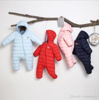 Wholesale Baby Winter Rompers Kids Designer Clothes Infant Down Cotton Jumpsuits Boys Hooded Bodysuits Newborn Climb Clothes Boutique Clothes DYP7089