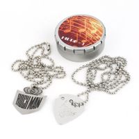 Wholesale NAOMI Electric Guitar Pick Necklace Pendant Stainless Steel cm in Ball Chain Metal BOX Guitar Accessories New