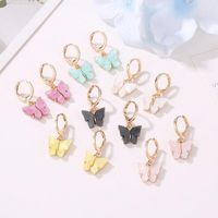 Wholesale Korean Style Butterfly Eardrop Earing Sweet Gold Plated Butterfly Charm Pendant Ear Clip Earrings For Women Lady Gift
