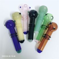 Wholesale Tobacco Hand Heady Pipes Freezable Coil Handpipe Spoon Pipe Glass Smoking Cool Pipe Colors Choose inches