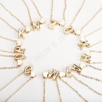 Wholesale 26 Intial letter alphabet heart pendant necklace for women gold silver color A Z alphabets necklaces chain fashion jewelry Gift