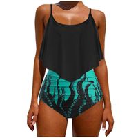 Wholesale Women s Swimwear Women Swimsuit Summer Push Up Padded Overlay Floral Ruffled Hem Bikini Print Flounce O Ring Strappy Tankini Set