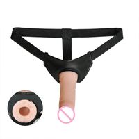 Wholesale Sex Products Hollow Strap On Dildo For Men Erectile Dysfunction Aid Realistic Vibe Strapon Harness Penis Lesbian Dildos Sex Toys Y200421