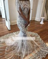 Wholesale Sexy Long Sleeves Full Lace Mermaid Wedding Dresses Vintage Long Sleeves Bateau Plus Size African Bridal Gown