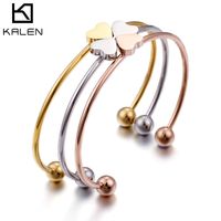 Wholesale Simple Heart Shape Bracelets Combined Split Bracelet Fashion Womens Four leaf Clover Jewelry High Quality Accessories Hot