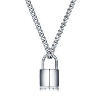 Wholesale Women Jewelry Silver Color PadLock Pendant Necklace Brand New Stainless Steel Rolo Cable Chain Necklace Friendship Gifts